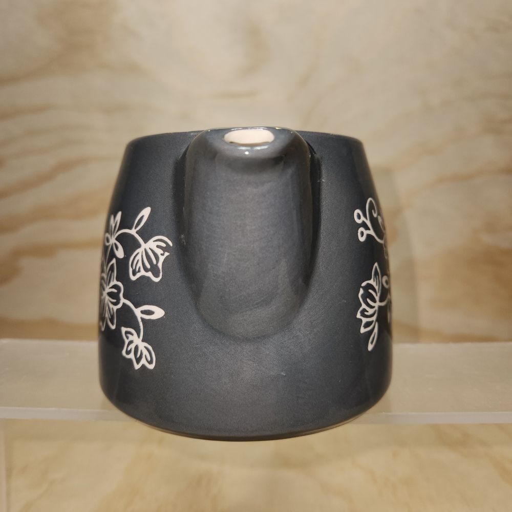 Temp-Tations by Tara Slate Blue Gray Floral Lace Teapot 18 oz Ceramic Beverage - Picture 4 of 10